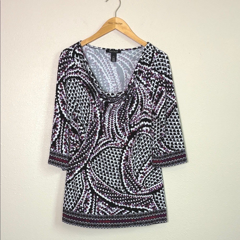 WHITE HOUSE BLACK MARKET Medium Draped Neck Tunic Top Office Professional